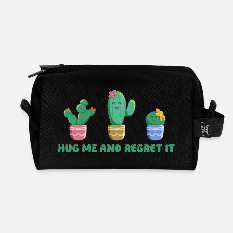 Cute cactus with funny saying - Recycled Toiletry Zip Bag - black