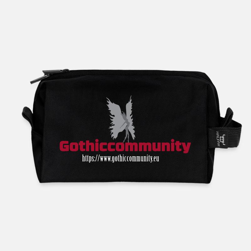 Logo_mit_Engel_und_Adresse - Recycelte Kulturtasche - Schwarz