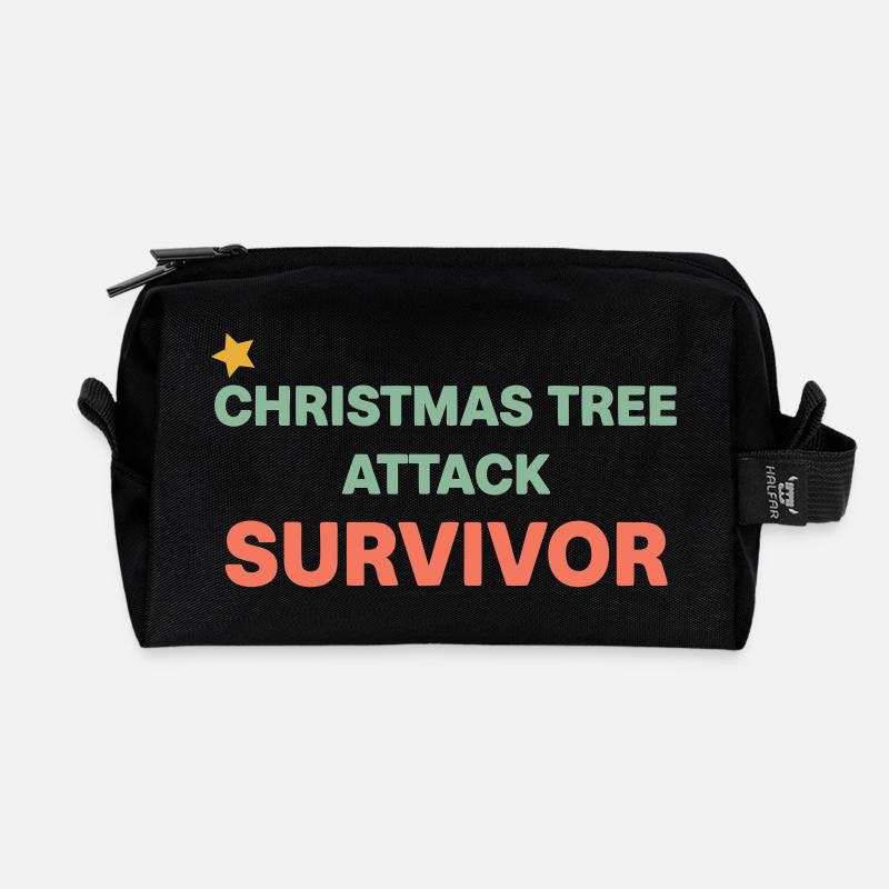 Survivor Christmas Tree - Recycled Toiletry Zip Bag - black