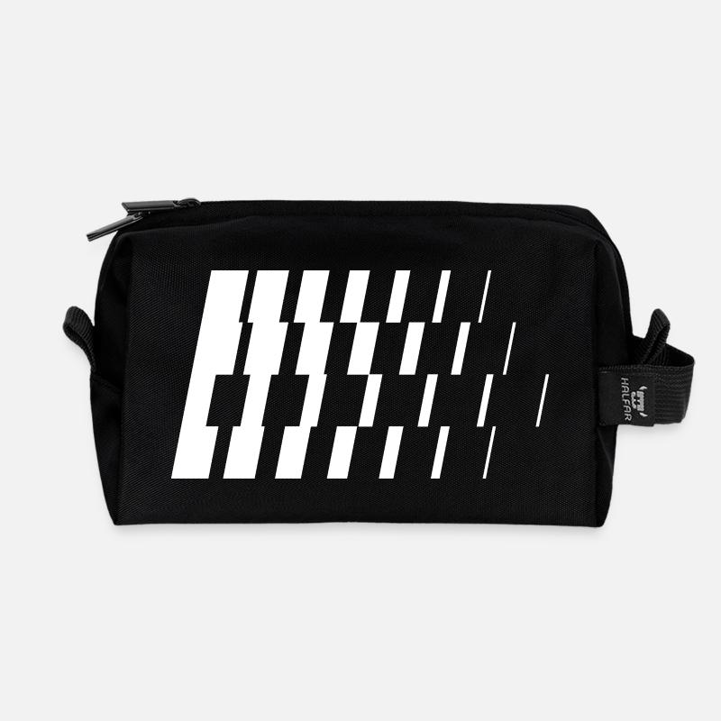 Monochrome diagonale Schrägstriche - Recycelte Kulturtasche - Schwarz