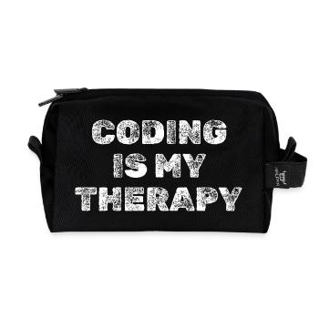 Coding Is My Therapy Programmierer Shirt - Recycelte Kulturtasche - Schwarz - Vorne