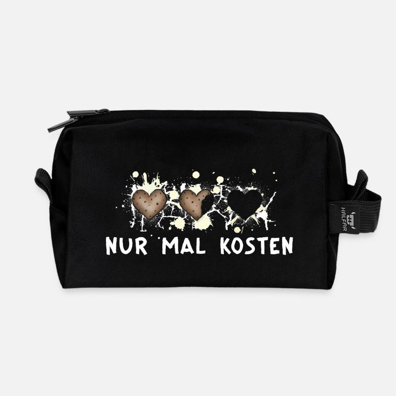Nur mal kosten… Süßes Weihnachtsmotiv - Recycelte Kulturtasche - Schwarz