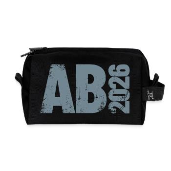 Abi 2026 - Abitur - Geschenk | minimal Design - Recycelte Kulturtasche - Schwarz - Vorne
