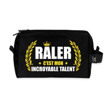 Râler c'est mon incroyable talent – humour râleur - Trousse de toilette en tissu recyclé - noir - Devant