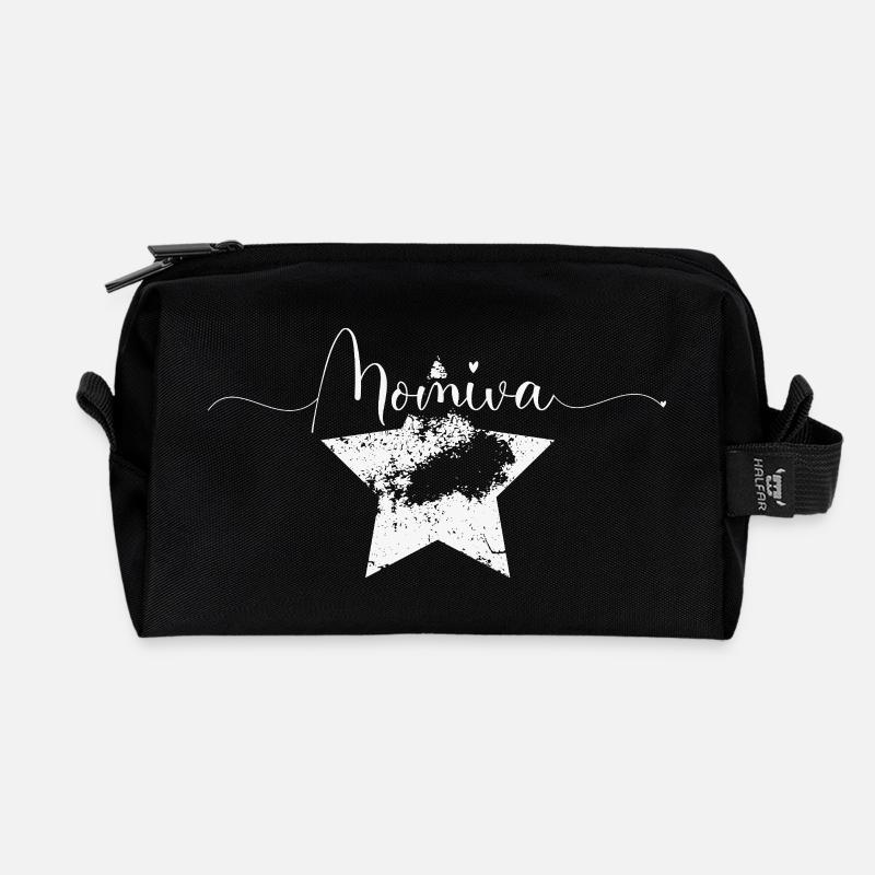 MOMIVA Stern Vintage Mommy Diva - Script - Recycelte Kulturtasche - Schwarz