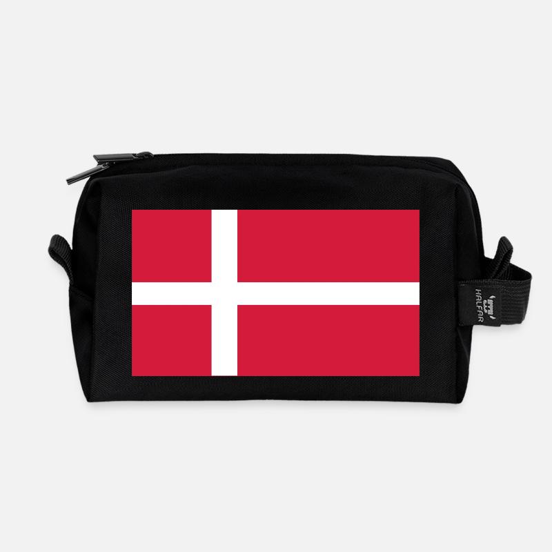 denmark flag - Recycled Toiletry Zip Bag - black