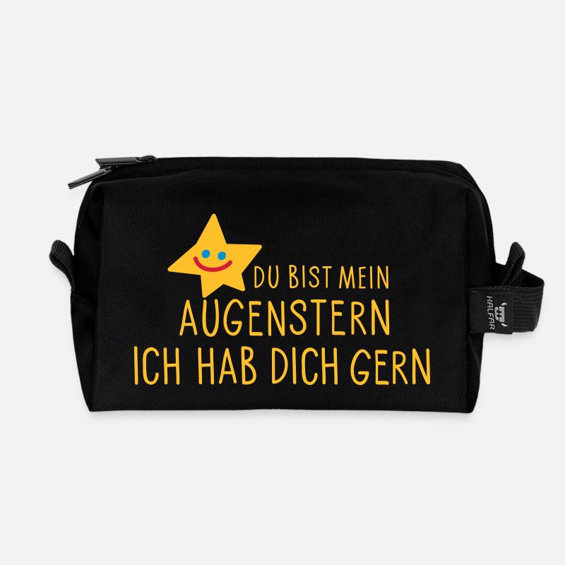Augenstern Liebe Spruch - Recycelte Kulturtasche - Schwarz