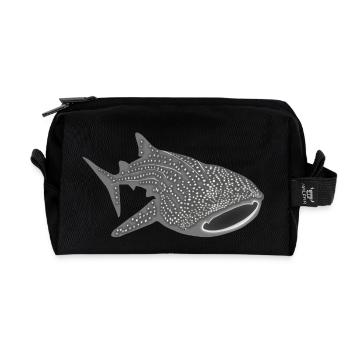 whale shark fish dive diver diving endangered - Recycled Toiletry Zip Bag - black - Front