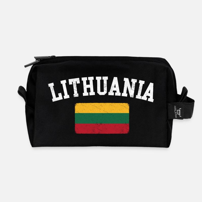Lithuania Arch Flag Tee - Recycled Toiletry Zip Bag - black