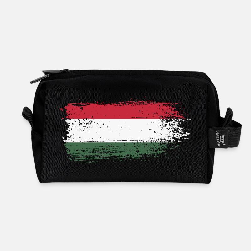 Ungarische Pinselflagge - Recycelte Kulturtasche - Schwarz