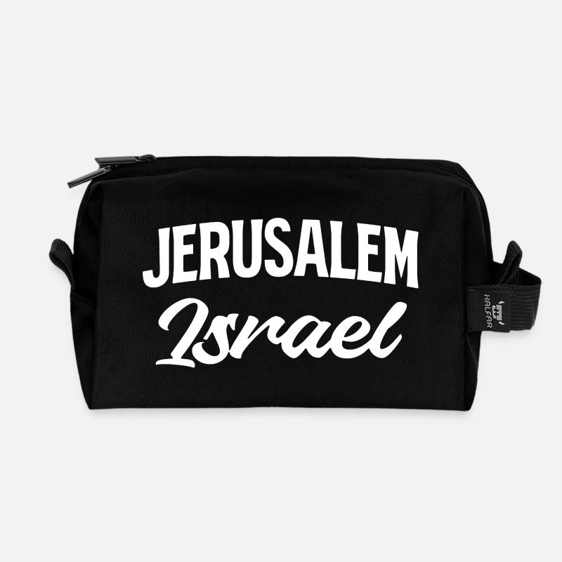 Jerusalem Israel Script Stil - Recycelte Kulturtasche - Schwarz
