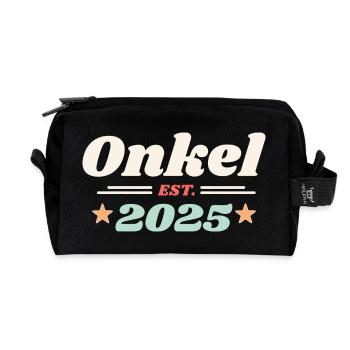 Onkel Est 2025 Ich werde Onkel Retro Style - Recycelte Kulturtasche - Schwarz - Vorne