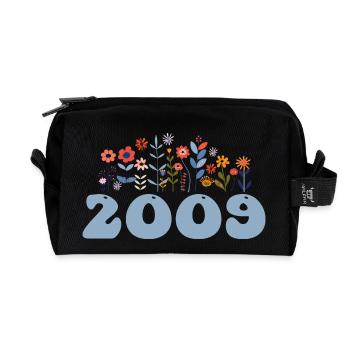 2009 Floral Pattern 2009 Floral Theme Flowers 2009 - Recycled Toiletry Zip Bag - black - Front