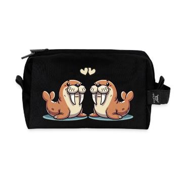 seehund love - Recycled Toiletry Zip Bag - black - Front