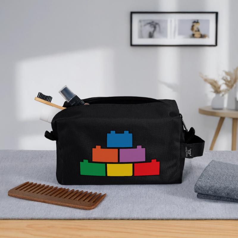 Constructeur de briques Jouets Blocs Blocs de serrage Briques Trousse de toilette en tissu recyclé