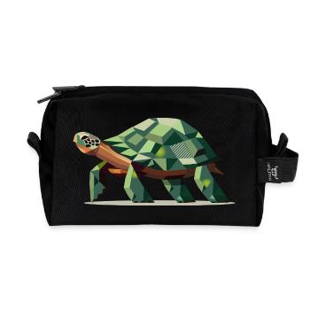 stilisierte Schildkröte im polygonalen Design - Recycelte Kulturtasche - Schwarz - Vorne