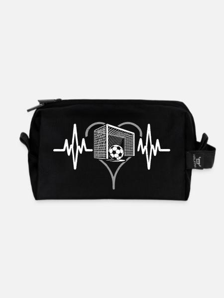 Herzschlag Fußballspieler - Recycelte Kulturtasche - Schwarz