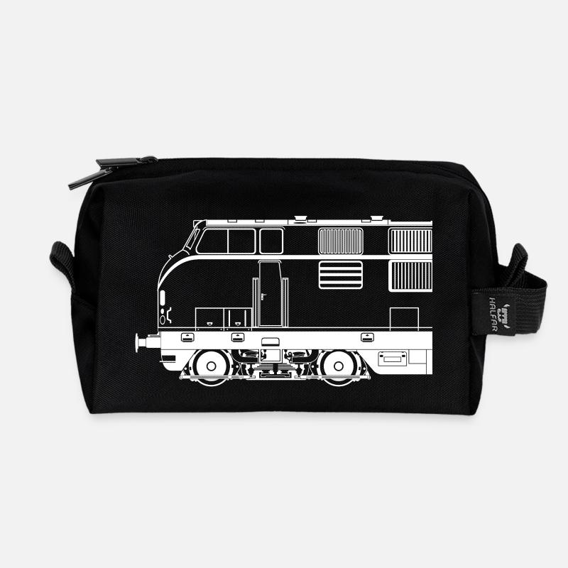 BR 221 line half white - Recycled Toiletry Zip Bag - black