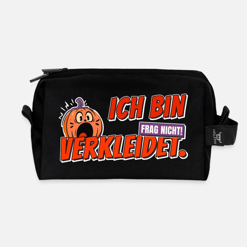 Ich bin verkleidet. Frag nicht! – Halloween Design - Recycelte Kulturtasche - Schwarz