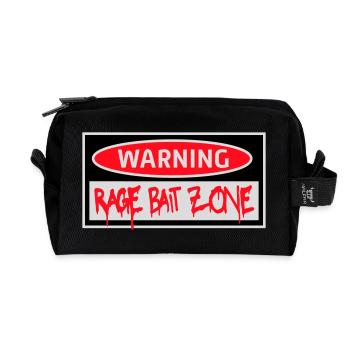 Warning Rage Bait Caution Zone Sign Fun Warning - Recycled Toiletry Zip Bag - black - Front