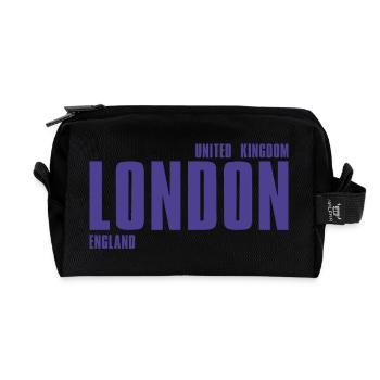 London Bold Typo Purple - Recycled Toiletry Zip Bag - black - Front