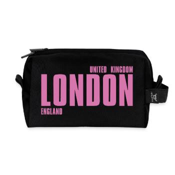 Pink London Wordmark - Recycled Toiletry Zip Bag - black - Front