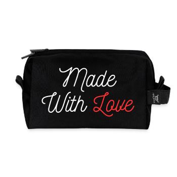 Fait avec amour Saint-Valentin - Trousse de toilette en tissu recyclé - noir - Devant