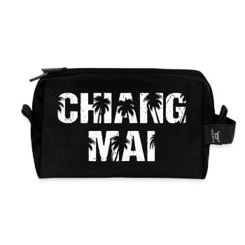 Chiang Mai Thailand Palm Trees - Recycled Toiletry Zip Bag - black - Front