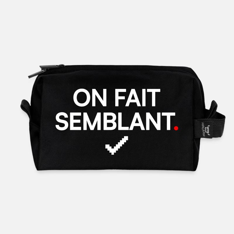 PRETEND | Office Humor - Recycled Toiletry Zip Bag - black