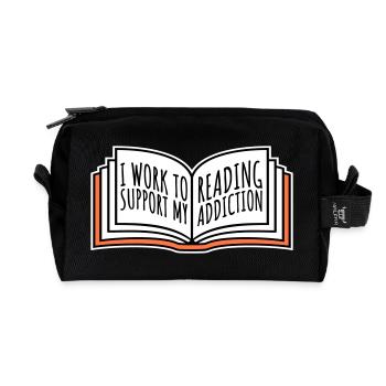 I Work To Support My Reading Addiction Books Logo - Recycled Toiletry Zip Bag - black - Front