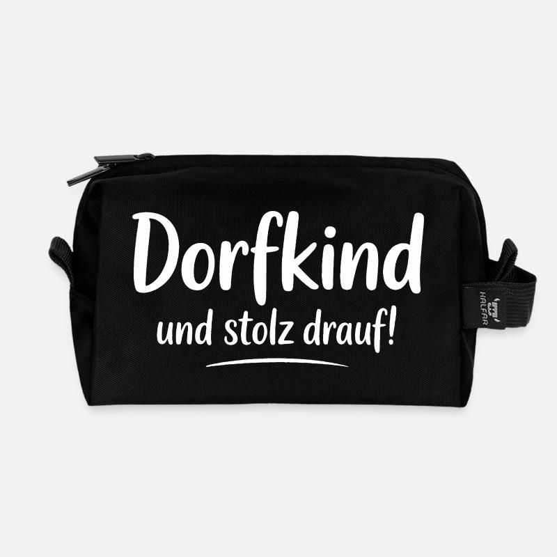 Dorfkind und stolz drauf - Recycelte Kulturtasche - Schwarz