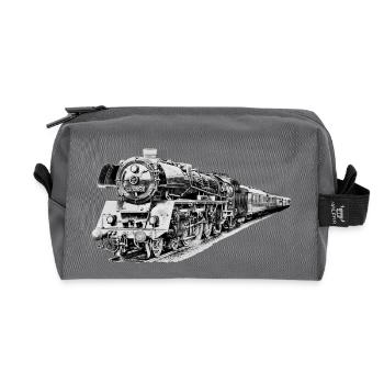 Locomotive à vapeur - Trousse de toilette en tissu recyclé - anthracite - Devant