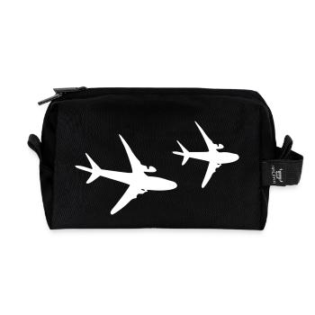 Airplanes - Recycled Toiletry Zip Bag - black - Front