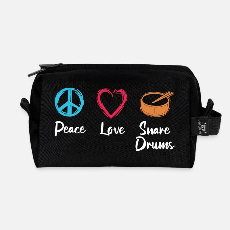 Frieden Liebe Trommel - Recycelte Kulturtasche - Schwarz
