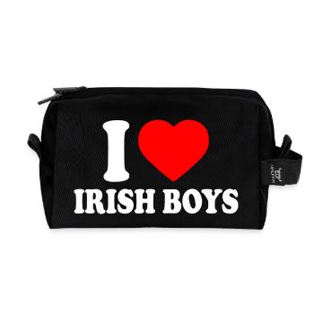 I love irish boys - Recycled Toiletry Zip Bag - black - Front