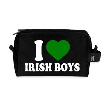 I love irish boys - Recycled Toiletry Zip Bag - black - Front