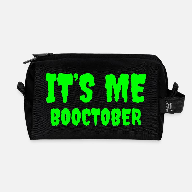 Halloween Booctober Playful Typography - Recycled Toiletry Zip Bag - black