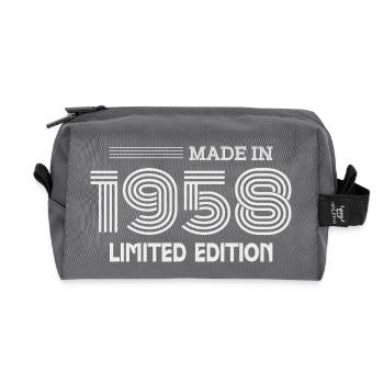 cadeau anniversaire 1958 idée cadeau 1958 - Trousse de toilette en tissu recyclé - anthracite - Devant