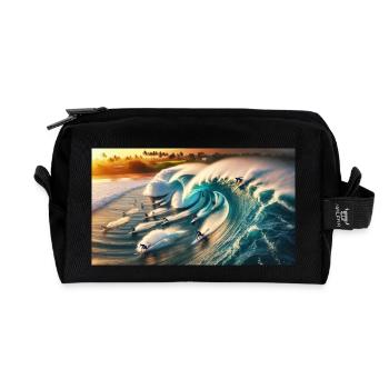 Pipelining surfers - Recycled Toiletry Zip Bag - black - Front
