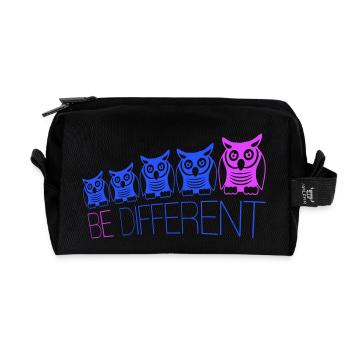 5 Be Different Owls Birds Friends Series Special - Recycled Toiletry Zip Bag - black - Front
