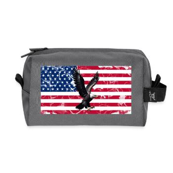 Freiheitsadler über US Flagge - Recycelte Kulturtasche - Anthrazit - Vorne