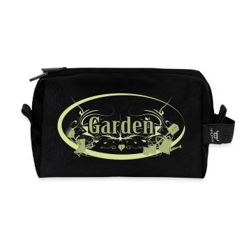 English Vintage Garden Sign with Tools - Recycled Toiletry Zip Bag - black - Front