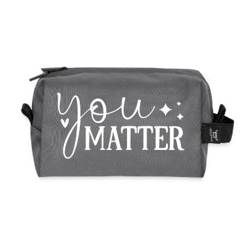 Inspirierendes handschriftliches Zitat-Design - Recycelte Kulturtasche - Anthrazit - Vorne