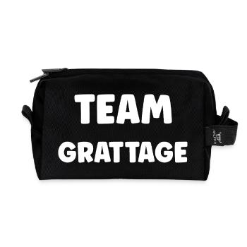 Team Scratching: Black on White - Recycled Toiletry Zip Bag - black - Front
