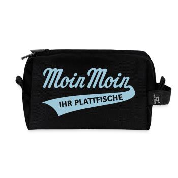 Moin Moin – Ihr Plattfische (Bleu ciel bas-allemand) - Trousse de toilette en tissu recyclé - noir - Devant