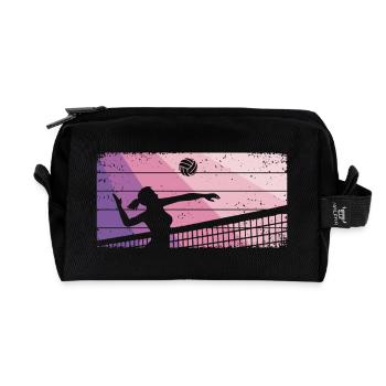 Volleyball Mädchen Beachvolleyball Volleyballerin - Recycelte Kulturtasche - Schwarz - Vorne
