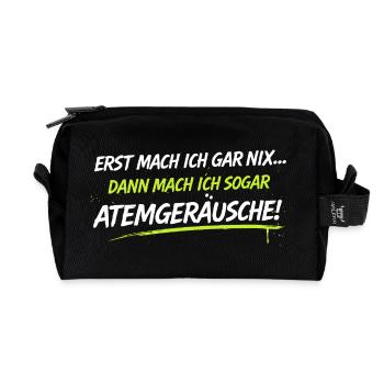 Atemgeräusche Neon-Spruch - Recycelte Kulturtasche - Schwarz - Vorne