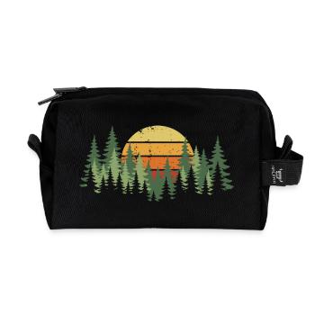 Forest Sunset Nature Trees Hiking Camping - Recycled Toiletry Zip Bag - black - Front