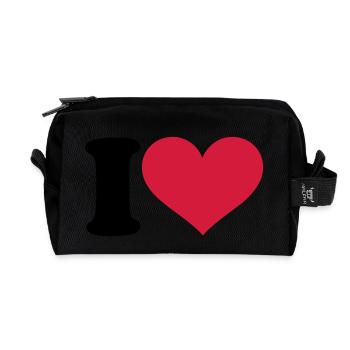 I - love - Recycled Toiletry Zip Bag - black - Front