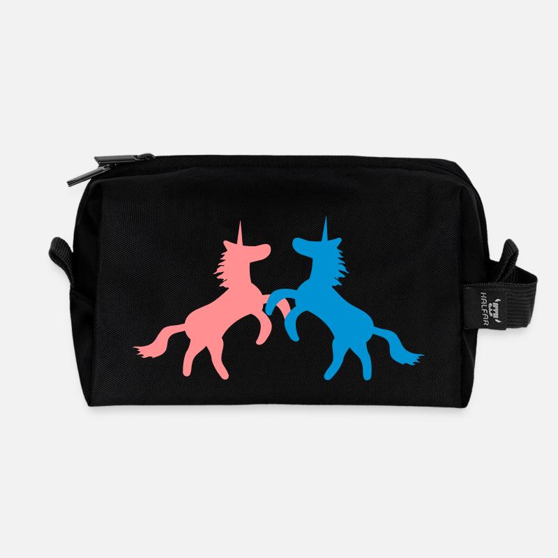 Einhorn Einhörner 7 - Recycelte Kulturtasche - Schwarz